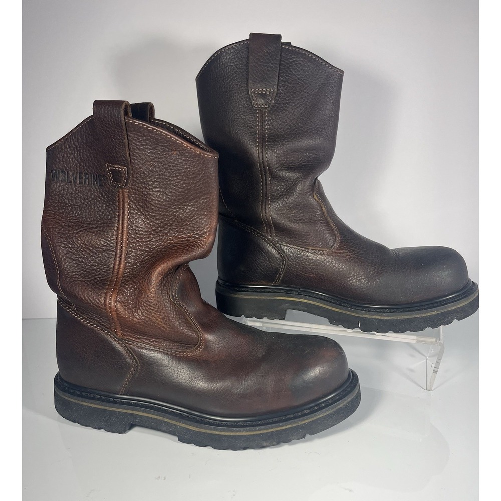 Mens Boots Wolverine Leather Steel Toe Sz 7.5 M